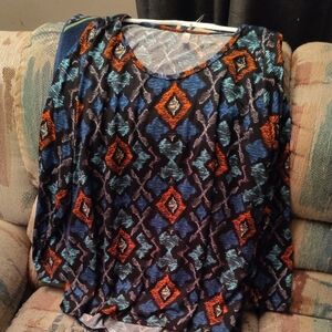 Colorful Geometric Patterned Top Women's 3XL